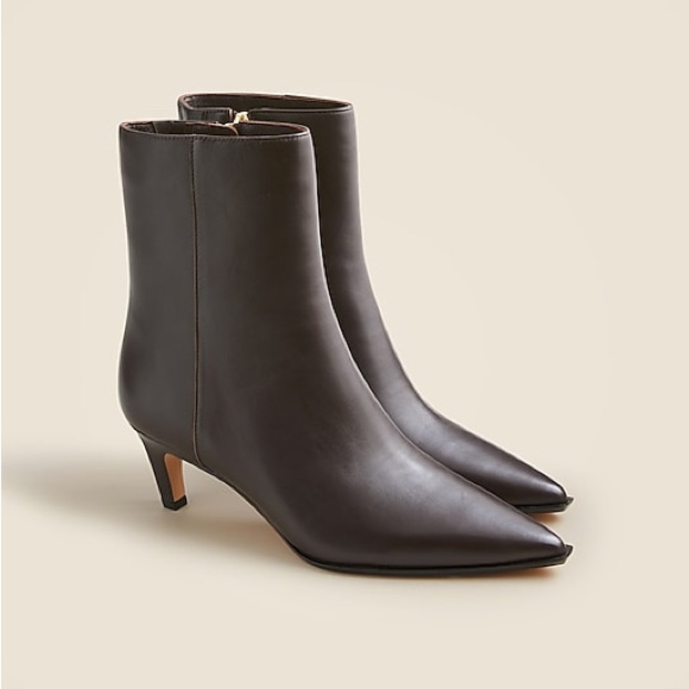 J. Crew Chocolate Brown Heeled Boots with Pointed Toe